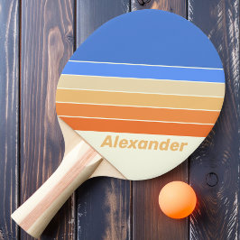 Vintage Ozeansonne mit Namen gestreift Tischtennis Schläger