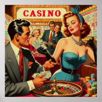 Vintage-Paar-Casino-Illustration