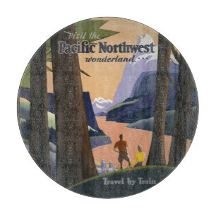 Vintage Pacific Northwest Reiseplakat 1925 Zug Schneidebrett