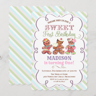Vintage pain d'épices 1er anniversaire Invitation