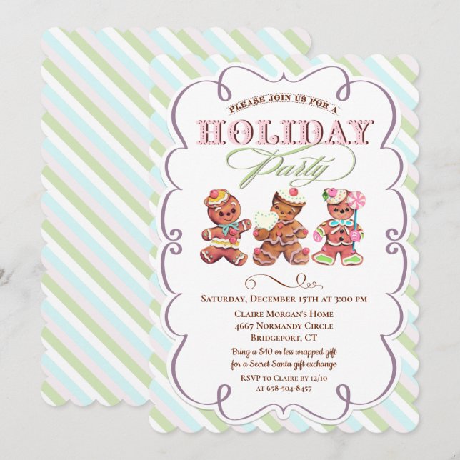 Vintage pain d'épices Fête Invitation (Devant / Derrière)