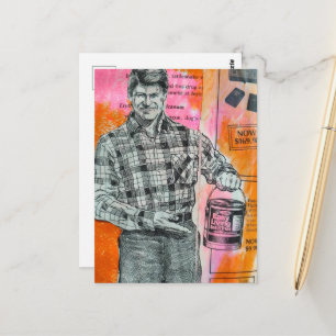 Vintage Paint Man Collage Postkarte