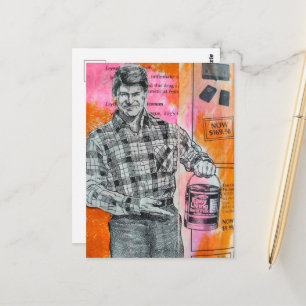 Vintage Paint Man Collage Postkarte