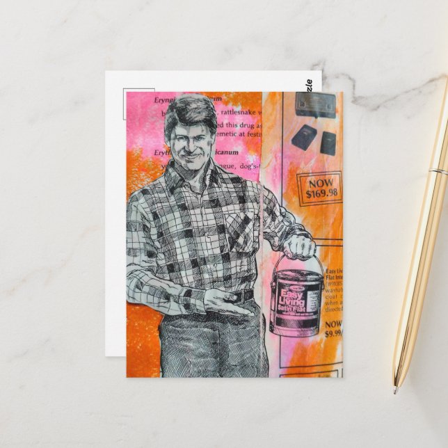 Vintage Paint Man Collage Postkarte (Vorderseite/Rückseite Beispiel)