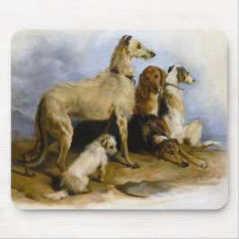 Vintage painting of five cute dogs mousepad