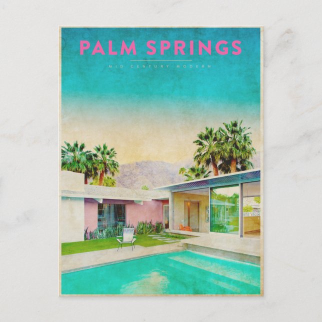 Vintage Palm Springs Architektur Postkarte (Vorderseite)