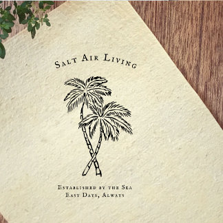 Vintage Palm Tree Coastal Branding Rubber Stamp Gummistempel