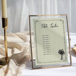 Vintage Palm Tree Hochzeitstischkarte Einladung