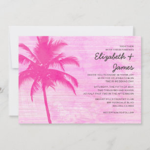 Vintage Palm Trees Plage Mariage Invitations