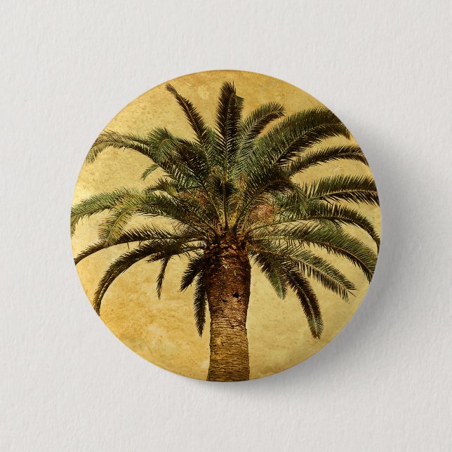 Vintage Palme - tropische kundengebundene Button (Vorderseite)