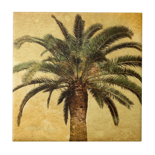 Vintage Palme - tropische kundengebundene Fliese (Vorderseite)