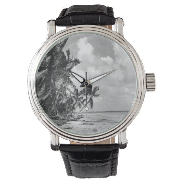 Vintage Palmen Cool Armbanduhr (Vorderseite)