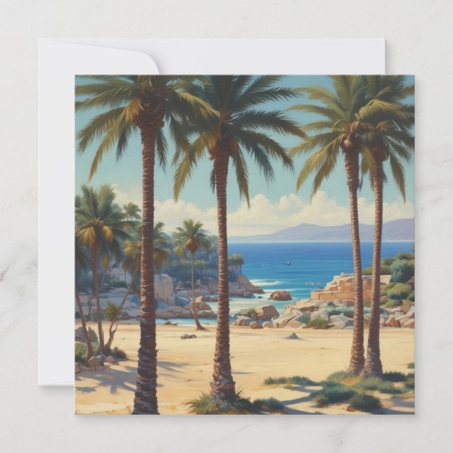 Vintage Palmen Côte d'Azur Feiertagskarte (Vorderseite)