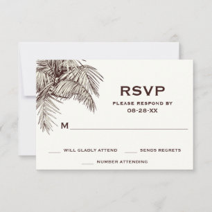 Vintage Palmen-Trees-Hochzeit RSVP Karte