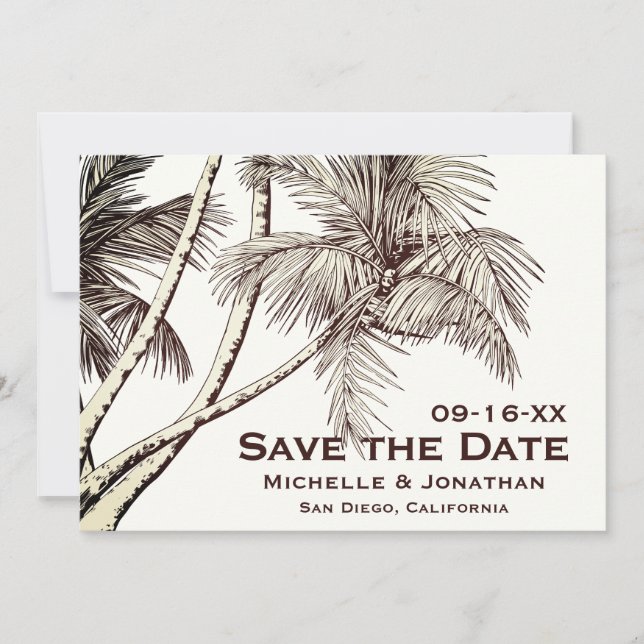 Vintage Palmen-Trees-Hochzeit Save The Date (Vorderseite)