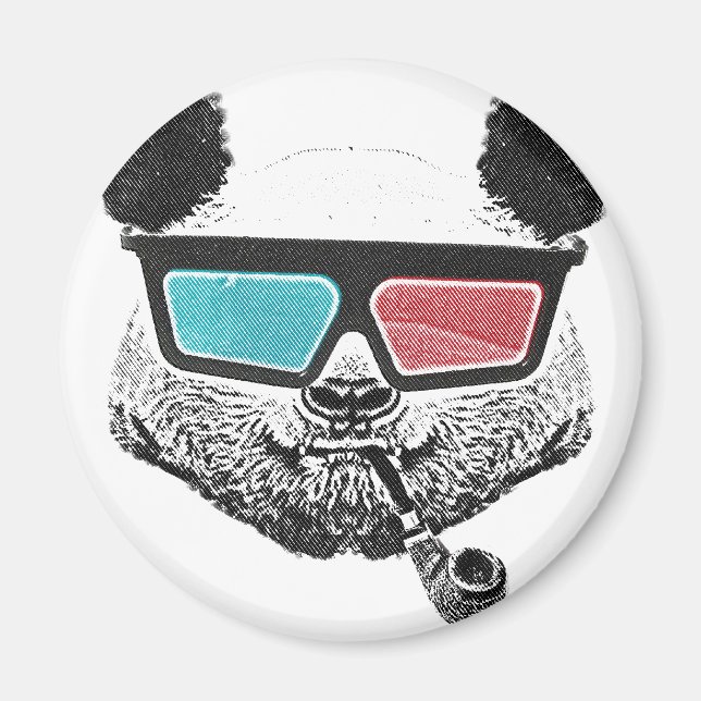 Vintage Panda 3-D-Brille Magnet (Vorne)