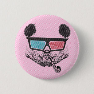 Vintage panda 3-D glases Button