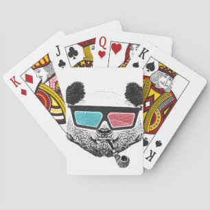Vintage panda 3-D glasses Spielkarten