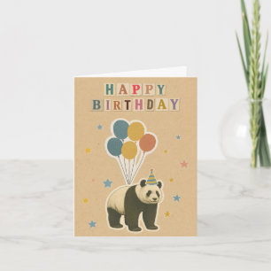 Vintage Panda Geburtstagskarte mit Balloons Karte