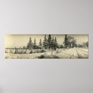 Vintage Panorama-Winterlandschaft auf der Insel Ke Poster