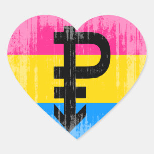 Vintage Pansexual-Flagge Herz-Aufkleber