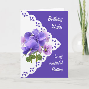 Vintage Pansy Blume Partner Geburtstagkarte Karte