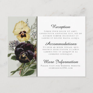 Vintage Pansy Empfang Cards Begleitkarte