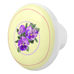 Vintage Pansy-Schublade Keramikknauf