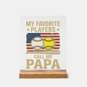 Vintage-Papa-Baseball-Softball-Spieler-Shirt-Desig Acrylschild