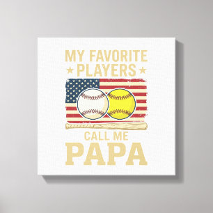 Vintage-Papa-Baseball-Softball-Spieler-Shirt-Desig Leinwanddruck