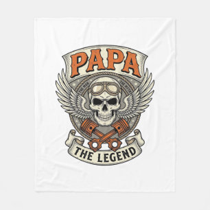Vintage Papa Biker-Totenkopf-Legende Fleecedecke