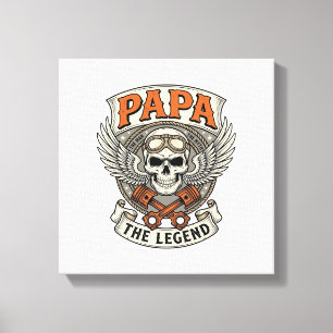Vintage-Papa-Biker-Totenkopf-Legende Leinwanddruck