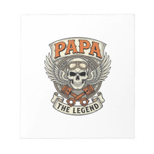 Vintage-Papa-Biker-Totenkopf-Legende Notizblock