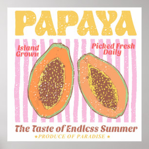 Vintage Papaya Sommer Poster