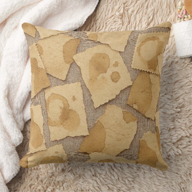 Vintage Paper Coffee Collage Throw Pillow Kissen (Decke)