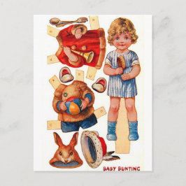 Vintage Paperdoll Kleine Babyjagd Postkarte