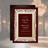 Vintage Papier-Spitze Foto Hochzeit Termin Karte G