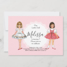 Vintage-Papierpuppen-Geburtstagseinladung