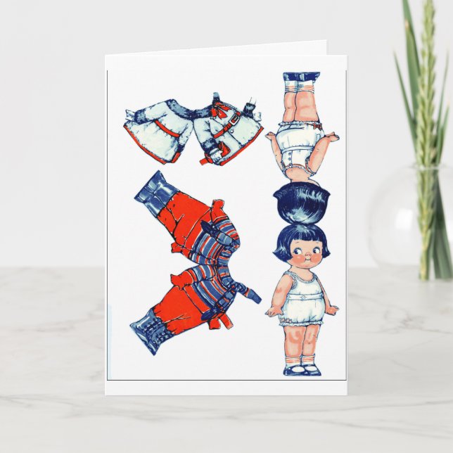 Vintage Papierpuppen-Gruß-Karte Karte (Vorderseite)