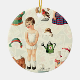 Vintage Papierpuppen Keramikornament