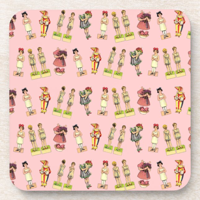 Vintage Papierpuppen Untersetzer (Vorderseite)