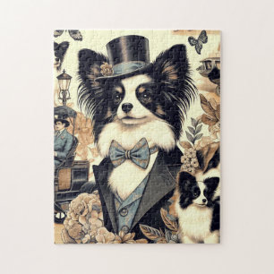 Vintage Papillon Dog Illustration