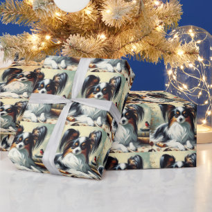 Vintage Papillon Dog-Malerei Geschenkpapier
