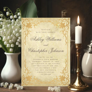 Vintage Parchment Imitate Gold Verziert Elegante H Einladung