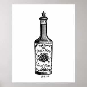 Vintage Parfüm-Illustration in Schwarzweiß Poster