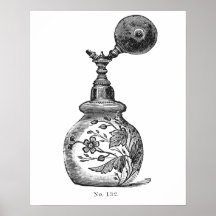 Vintage Parfüm-Illustration in Schwarzweiß