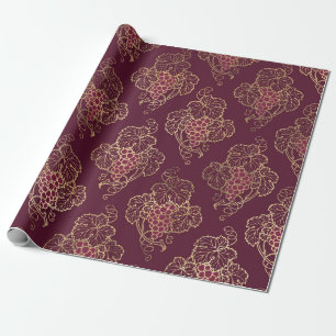 Vintage Paris Burgunderrot und Gold Wein Thema Geschenkpapier