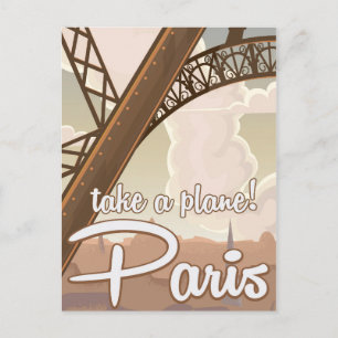 Vintage Paris Cartoon-Reiseposter Postkarte