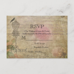 Vintage-Paris-Chic-Geburtstagsfeier-Hochzeit-RSVP RSVP Karte