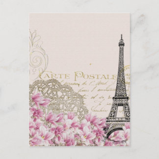 Vintage Paris Eiffel tower print Postkarte